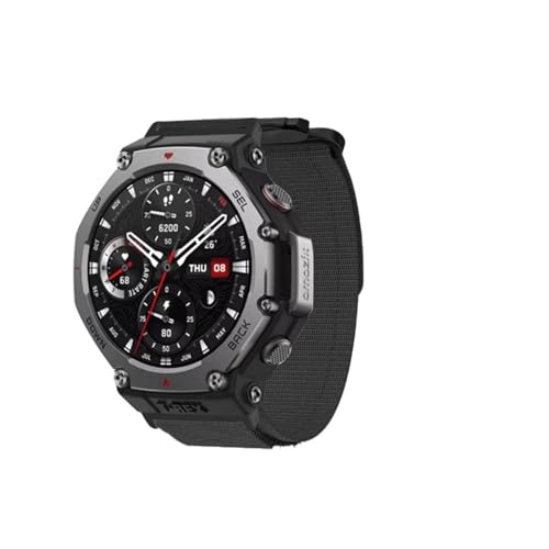 Nylon Armband Kompatibel mit Amazfit T-REX 3, Nylonärmband mit Klettverschluss Arbeitskleidung Stil, Weiche Einstellbar Ersatz Loop Sportarmband für Outdoor Bergsteiger Damen Herren, A-Schwarz von Generic