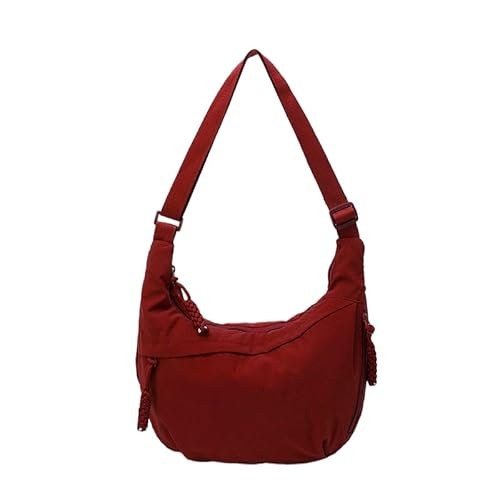 Nylon Crossbody Bag Trendy Crescent Bag Hobo Umhängetasche für Frauen (rot) von Generic