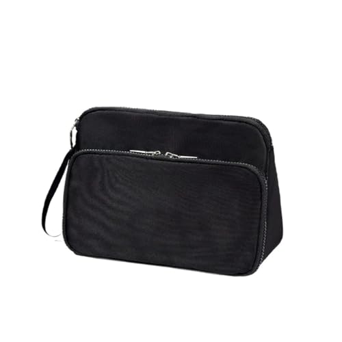 Nylon Doppelschicht Kulturbeutel for Männer Rasiertasche Tragbarer Kulturbeutel(Black) von Generic