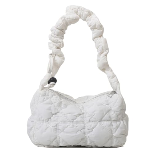 Nylon Puffy Crossbody Bag Weich gepolsterte Tasche Handtasche Kordelgurt Verstellbare weibliche Geldbörse Frauen gesteppte Umhängetasche (weiß) von Generic
