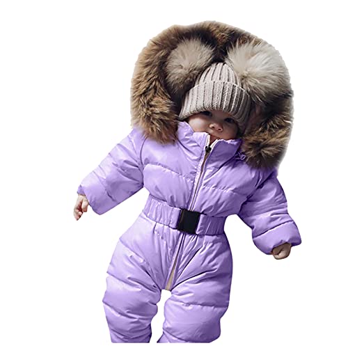 Oberbekleidung Jacke mit Kapuze warm Baby Kleinkind Strampler Schneeanzug Overall Mantel Mantel und Jacke Baby-Fleecejacke (Purple, 12-18 Months) von Generic