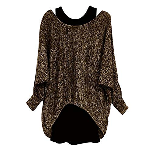 Oberteile Damen Elegant - Oversize Pullover Damen Fledermausärmel Zweiteilig Langarmshirt Fledermaus T Shirt Langarm Tunika Große Größen Locker Lässig Party Festlich Tops Blusen & Tuniken für Frauen von Generic