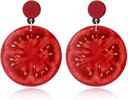 Obst Tropfen Ohrringe Tomate Kirsche Pfirsich Stil Kronleuchter Baumeln Schmuck Ohrringe für Frauen Geburtstagsgeschenke,Tomate von Generic