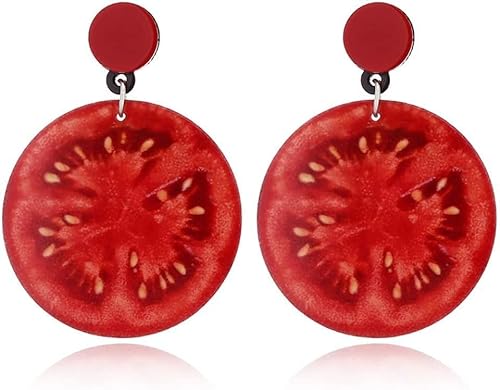 Obst Tropfen Ohrringe Tomate Kirsche Pfirsich Stil Kronleuchter Baumeln Schmuck Ohrringe für Mädchen Frauen Geburtstagsgeschenke,Tomate Langlebig und modisch von Generic