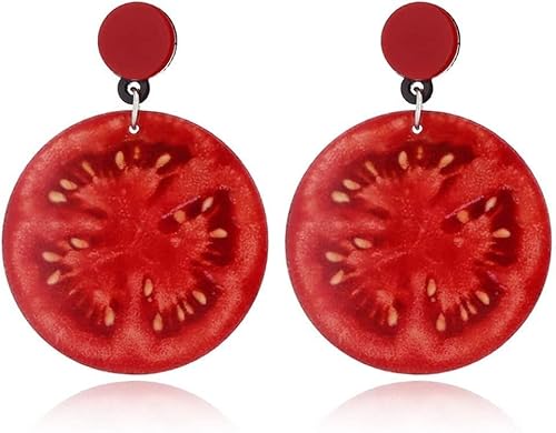 Obst Tropfen Ohrringe Tomate Kirsche Pfirsich Stil Kronleuchter Baumeln Schmuck Ohrringe für Mädchen Frauen Geburtstagsgeschenke,Tomate Langlebig und modisch von Generic