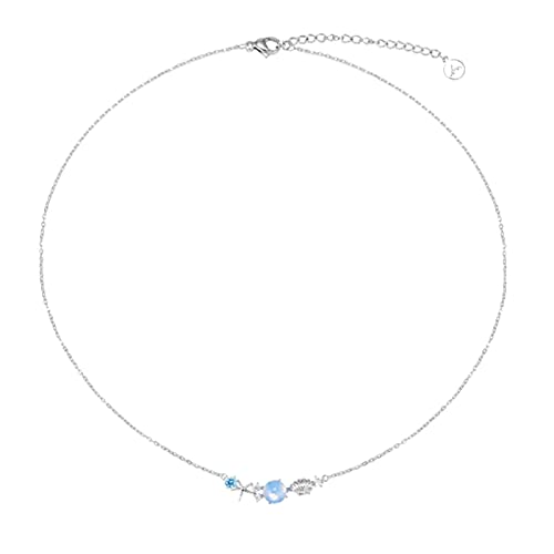 Ocean Memory Female Light Luxus Design Sinn für High Level Halskette Schmuck Halskette Form Funkelnde Diamant Halskette Kragen Kette Halskette für Mama, hellblau, Einheitsgröße von Generic