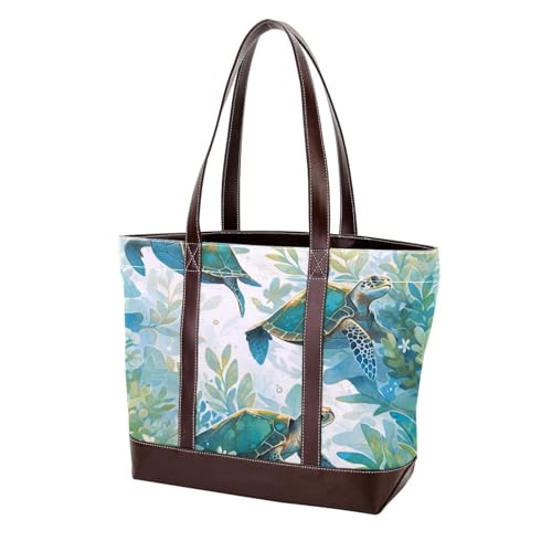 Ocean Turtle-229 Tragetasche, strapazierfähiges Leder, Leinen, Geldbörsen und Handtaschen für Damen, Tragegriff oben, Hobo-Taschen von Generic