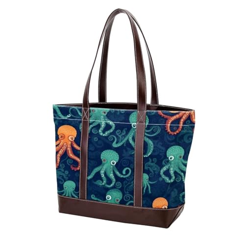 Octopus Art-1619 modische gewaschene strapazierfähige Leder-Geldbörse für Damen, mit Tragegriff oben, mit Taschen, Reißverschluss von Generic