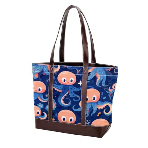 Octopus Art-1646 modische gewaschene strapazierfähige Leder-Geldbörse für Damen, mit Tragegriff oben, mit Taschen, Reißverschluss von Generic