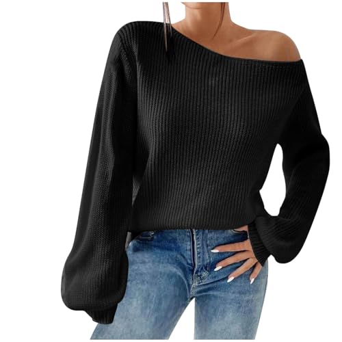 Off Shoulder Strickpullover Damen Baggy Passform Strick Pullover Einfarbig Strickpulli Blusentop Modische Grobstrick Pullover Teenager Mädchen Bluse Autumn Winter Pulli Streetwear Off Shoulder Strickpullover Damen Baggy Passform Strick Pullover Einfarbig Strickpulli Blusentop Modische Grobstrick Pullover Teenager Mädchen Bluse Autumn Winter Pulli Streetwear von Generic
