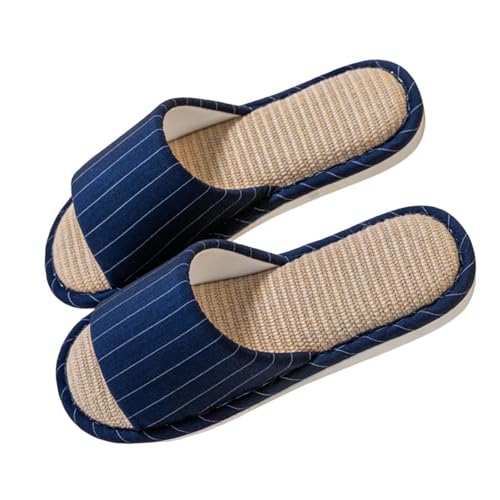 Offene Zehen-Slipper Damen Rutschfest Hausschuhe aus Stoff Slippers für den Innenbereich Bequeme Hüttenschuhe Leinen Haushaltsschuhe Memory Foam Flache Pantoffeln Innenbereich Cozy Slippers von Generic