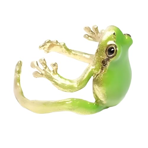 Offener Froschring - Verstellbarer offener Tierring, offener Ohrmanschring in Form eines Froschs aus Harz, nicht durchdringende Tierohrringe für Kinder, Mädchen, 2,5 x 2,5 x 2 cm, Metall, Verweis auf Offener Froschring - Verstellbarer offener Tierring, offener Ohrmanschring in Form eines Froschs aus Harz, nicht durchdringende Tierohrringe für Kinder, Mädchen, 2,5 x 2,5 x 2 cm, Metall, Verweis auf von Generic