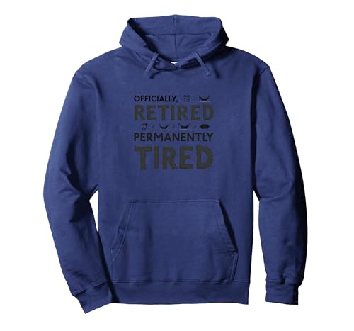 Officially Retired Permanent Tired Men Retirement Humor Pullover Hoodie, Unisex für Erwachsene, Marineblau, XL von Generic
