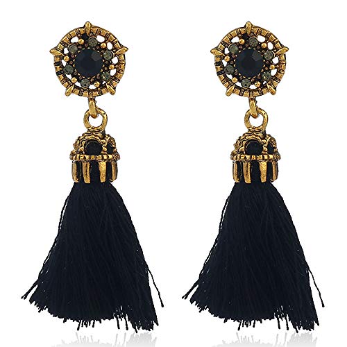Ohrhänger Mode Retro Ohrringe mit Quasten aus Diamant Zubehör Ohrringe für Ohrlöcher 1 Paar schwarz von Generic