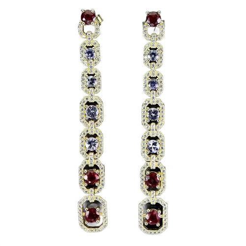 Ohrhänger Silber elegant Natur Rubin Tansanit 925 2 von Generic