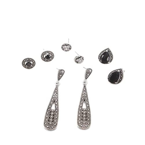 Ohrhänger aus Silber mit böhmischen Kristallen, Vintage, Set mit 4 Ohrringen mit Steinen besetzt, wirtschaftlich und langlebig von Generic