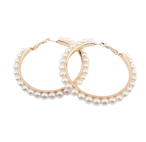 Ohrringe, rund, Creolen, Modeschmuck, Kunstperlen, Ohrringe für Frauen, Geschenk von Generic