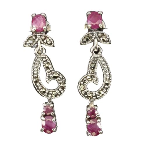Ohrringe 925 Silber natur Rubine Markasit 4 von Generic