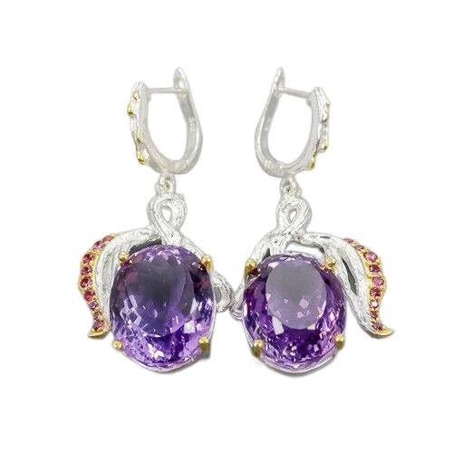 Ohrringe Amethyst Rhodolith 44ct zertifiziert von Generic