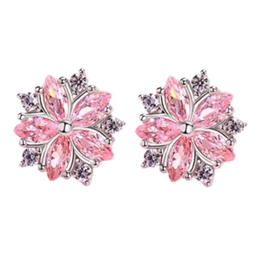 Ohrringe Blume für Damen, Ohrringe aus Kristall, Zubehör für Frauen (Rosa) von Generic