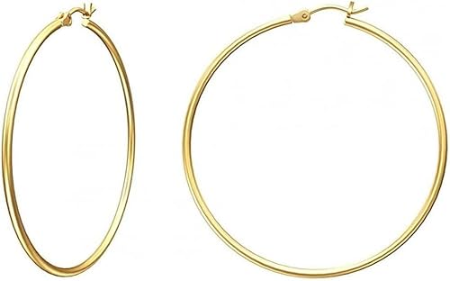 Ohrringe Creolen Gold für Frauen große Ohrringe aus Titanstahl Kreis rund Ohrring für Mädchen Männer Geschenke von Generic