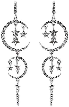 Ohrringe Creolen Stern Mond glitzernd aus Sterlingsilber Ohrringe Ohrhänger Stern Mond für Damen von Generic