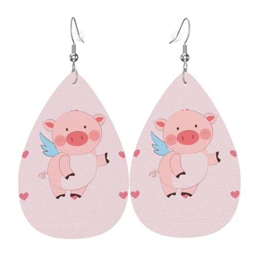 Ohrringe Für Frauen Cartoon Fliegende Tierdrucke Damen Ohrring 1 Paar Klassischen Teardrop Leder Ohrringe, Für Mädchen, Valentine'S Day, Ouple von Generic