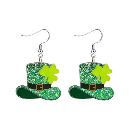 Ohrringe HäNgend St. Day Ohrringe für Frauen und Mädchen, irische Acryl-Ohrringe, grüne Hut-Tropfen-Ohrringe für irisches Festival-Geschenk (B, One Size) von Generic