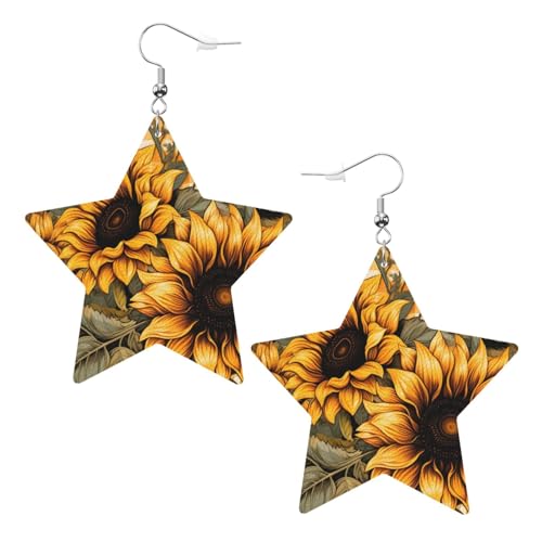 Ohrringe Leder Gelb Karierte Sonnenblume Wassertropfen Ohrring Gedruckte Leder Tropfen Ohrringe Leichte Earrings Für Ornament Zubehör Party von Generic