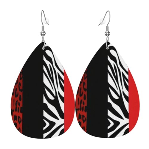 Ohrringe Leder Roter Leopard Und Zebra Leder Ohrring Damen Mode Leder Ohrringe Leichte Damen Ohrring Für Mädchen Frauen Feiertag von Generic