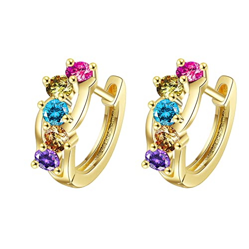 Ohrringe Mit Aquamarin für Frauen arbeiten Temperament-Ohrringe funkelnde Ohrringe um Ohrringe Set Für Mehrere Ohrlöcher (Gold, One Size) von Generic
