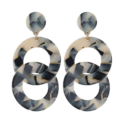 Ohrringe Perlmutt Frauen-Geometrie-Wickel-Azetat-Ketten-Blatt-Ohrringe Persönlichkeit kreative Metallohrringe Yoga Ohrringe (Khaki, One Size) von Generic