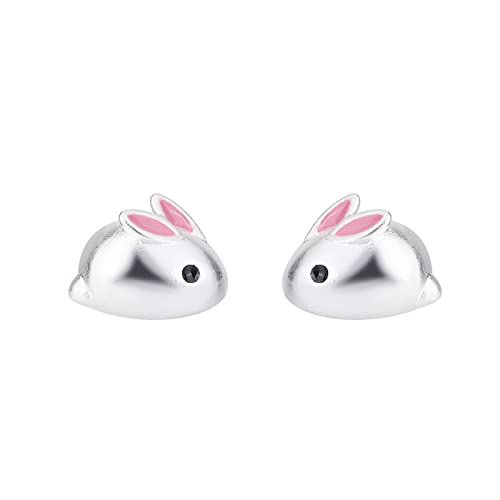 Ohrringe Silber 925 HäNgend Mode kleine zarte Ohrstecker weibliche einfache Mini süße Tier Kaninchen Ohrstecker von Generic