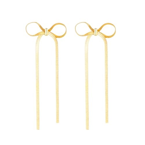 Silber 925 Long Bow Ohrringe Hängend - Sterling Baumelnde Ohrringe für Frauen - Geschenke für Weihnachten oder Hochzeit - Statement Trendy Schmuck (G-3, Einheitsgröße) von Generic