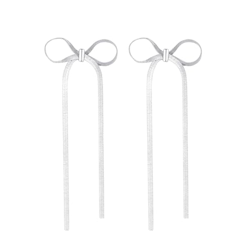 Silber 925 Long Bow Ohrringe Hängend Sterling Baumelnde Geschenke für Frauen Weihnachten Wedding Statement Trendy Jewelry (G-4, Einheitsgröße) von Generic