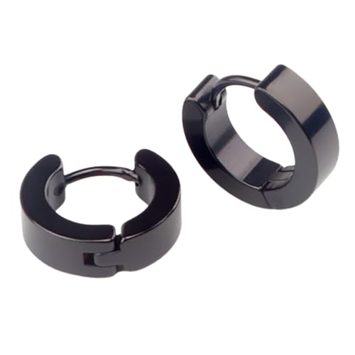 Ohrringe aus Edelstahl, modisch, rund, einfach, Ohrclip, Unisex, für Männer und Frauen, Schwarz von Generic