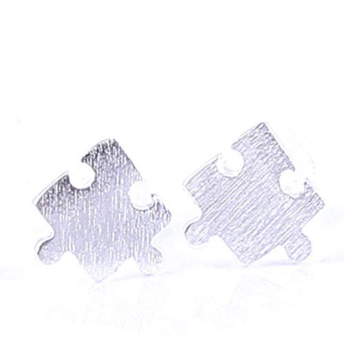 Ohrringe aus Silber, einfach, Persönlichkeit, Puzzle, aus Legierung, für Geschenke für Frauen, Schmuck, Zubehör, langlebig und nützlich von Generic