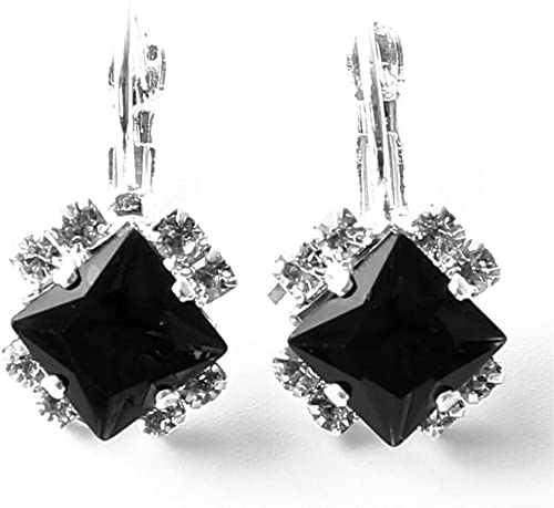 Ohrringe aus synthetischen Edelsteinen in Diamantform, Schwarz, persönliche Accessoires von Generic
