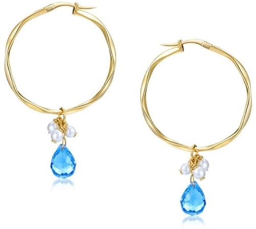 Ohrringe für Damen, Sterlingsilber, Vintage, blauer Kristall, Tropfen, schlichter Anhänger, Ohrring von Generic