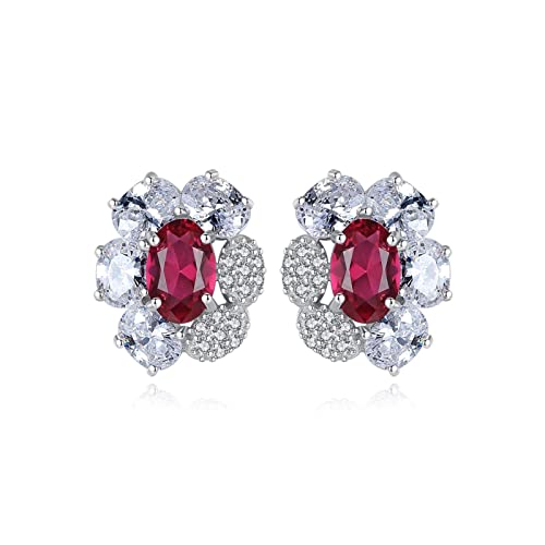 Ohrringe für Damen 925 Sterling Silber Granat Ohrstecker Geburtstagsgeschenke For Frauen Blume Pflanze Erstellt Ohrringe Schmuck Pendientes Mujer Moda von Generic