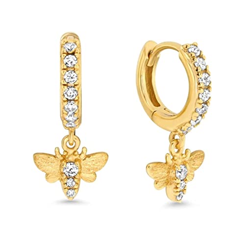 Ohrringe für Damen Biene Schmetterling Anh?Nger Creolen Für Frauen 925 Sterling Silber H?Ngen Baumeln Insekt Ohrringe Schmuck Zubeh?R von Generic