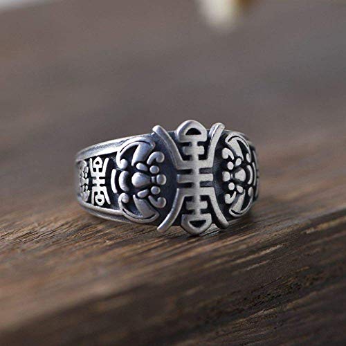 Ohrringe für Damen Einstellbare Ring Frauen,S925 Sterling Silber Retro Distressed Bat Charakter Muster Ethnischen Punk Verstellbar Open Knuckle Schwanzring Finger Joint Zehenring Schmuck Für von Generic