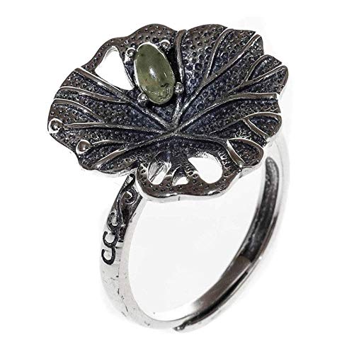 Ohrringe für Damen Einstellbare Ring Frauen,S925 Sterling Silber Retro Distressed Hollow Lotusblatt Frosch Jade Mode Verstellbare Open Knuckle Schwanzring Finger Joint Zehenring Schmuck Für von Generic