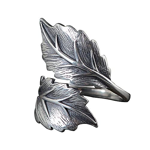Ohrringe für Damen Einstellbare Ring Frauen,S925 Sterling Silber Retro Distressed Leaf Textur Ethnisch Verstellbar Open Knuckle Schwanzring Finger Joint Zehenring Schmuck Für Frauen M?Dchen von Generic