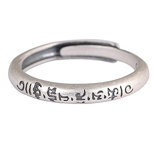 Ohrringe für Damen Einstellbare Ring Frauen,S925 Sterling Silber Retro Geschnitzte Charakter Schrift Einfache Ethnische Verstellbare Open Knuckle Schwanzring Finger Joint Zehenring Schmuck F von Generic