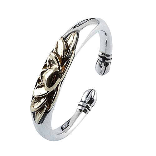 Ohrringe für Damen Einstellbare Ring Frauen,S925 Sterling Silber Retro Golden Lotus Knospe Einfach Verstellbar Open Knuckle Schwanzring Finger Joint Zehenring Schmuck Für Frauen M?Dchen Gesc von Generic