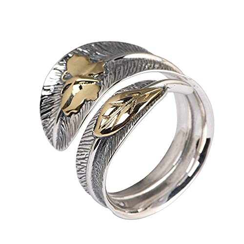 Ohrringe für Damen Einstellbare Ring Frauen,S925 Sterling Silber Retro Kreative Blatt Schmetterling Charme Verstellbare Open Knuckle Schwanz Ring Finger Joint Zehenring Schmuck Für Frauen M? von Generic
