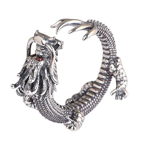 Ohrringe für Damen Einstellbare Ring Frauen,S925 Sterling Silber Retro Kreative Chinesische Drachen Punk Verstellbare Open Knuckle Schwanz Ring Finger Joint Zehenring Schmuck Für Frauen M?Dc von Generic