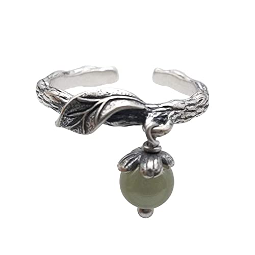 Ohrringe für Damen Einstellbare Ring Frauen,S925 Sterling Silber Retro Kreative Zweige Perlen Blumen Verstellbar Open Knuckle Schwanz Ring Finger Joint Zehenring Schmuck Für Frauen M?Dchen G von Generic