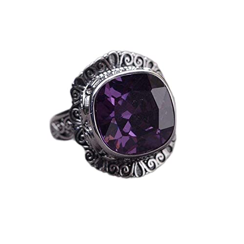 Ohrringe für Damen Einstellbare Ring Frauen,S925 Sterling Silber Retro Mosaik Unregelm??Ig Lila Zirkonia Muster Mode Verstellbar Open Knuckle Schwanz Ring Finger Joint Zehenring Schmuck Für von Generic